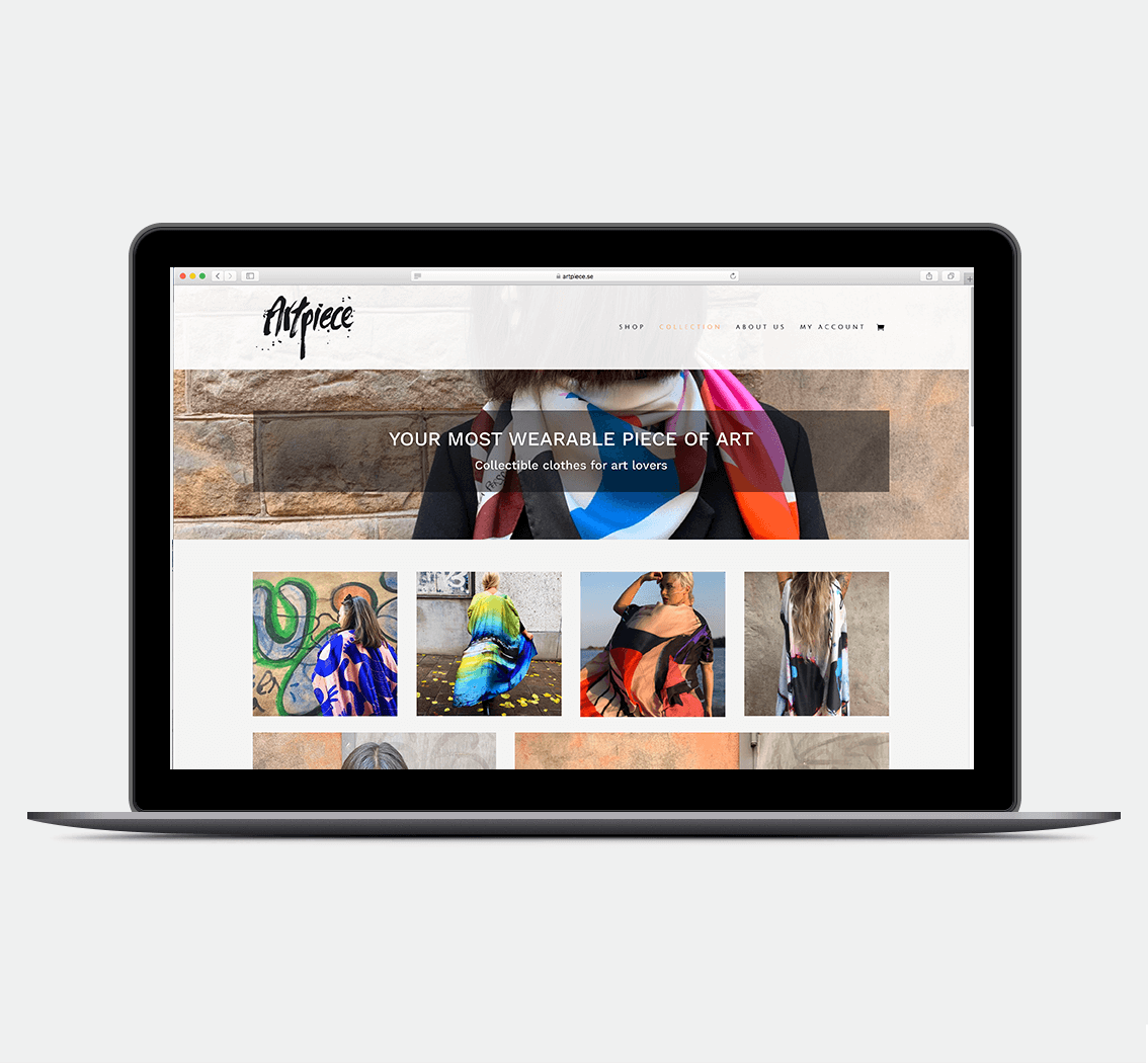Artpiece • koncept och design av webbsida